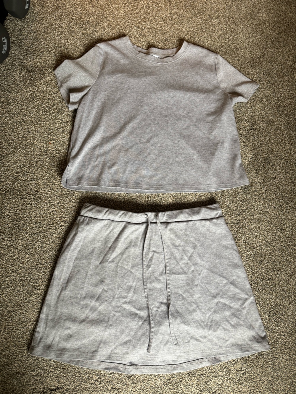 Women’s Light Gray Knit Skirt and Tee Set
